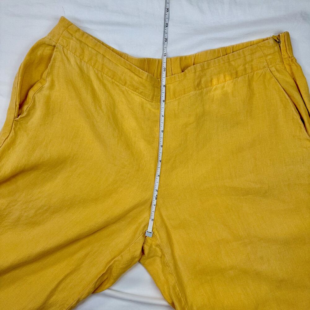 J Jill Love Linen Wide Leg Capri Pant Mustard Sun Yellow Women’s Medium Boho - Picture 10 of 16